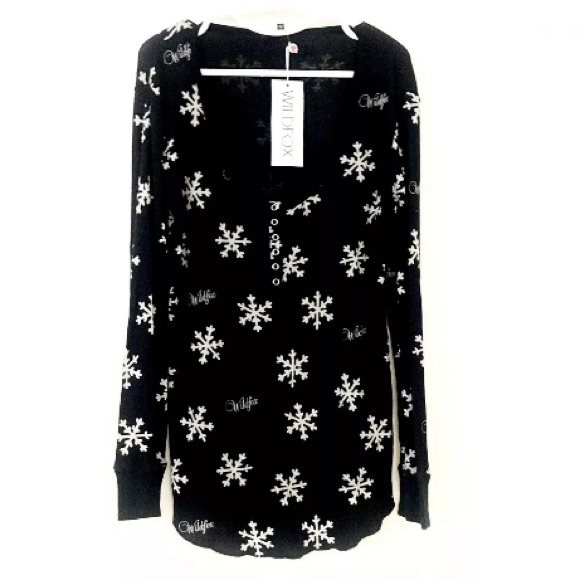 NWT WILDFOX PAJAMAS SLEEP-SHIRT LOUNGE-WEAR WINTER - Picture 5 of 9